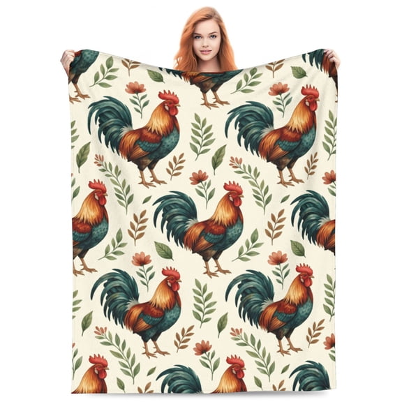 Cozy Cute Chicken Print Flannel Blanket, Lightweight and Soft Throw for Kids and Adults, Couch Bed and Sofa 50x40