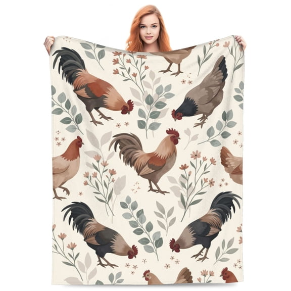 Cozy Cute Chicken Print Flannel Throw Blanket, Lightweight and Soft Blanket for Kids and Adults, for Couch Bed and Sofa 50x40