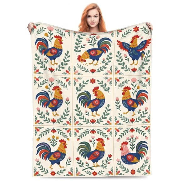 Cozy Cute Chicken Print Flannel Throw Blanket, Lightweight and Soft Blanket for Kids and Adults, for Couch Bed and Sofa 50x40