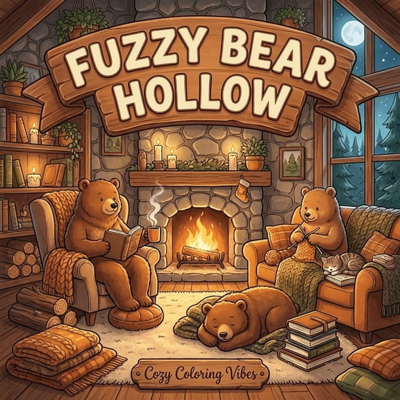 Cozy & Cute Coloring Book Collection Fuzzy Bear Hollow: A Sweet & Snuggly Coloring Book for Adults Find Your Calm with Cozy Bear Hugs and Hygge-Inspired Vibe, (Paperback)