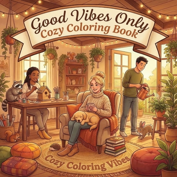 Cozy & Cute Coloring Book Collection Good Vibes Only Cozy Coloring Book: Simple Bold Line Design Adult Coloring Book Cute Animals, Morning Rituals, Peaceful , (Paperback)