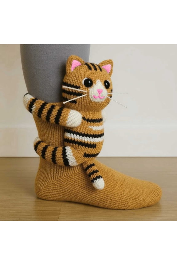 Cozy Cute Hand Crochet Knit Sock, 3D Knit Animal Socks, Winter Warm Thick Funny Animals Socks, Funny Animal Socks, Double-layer cotton, Winter Warm Floor Sock.