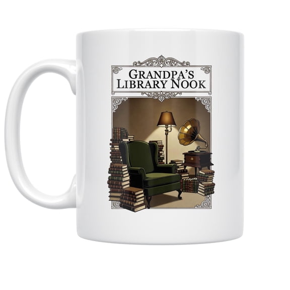 Cozy Dark Academia Vintage Library Scene - Book Lover - 11 oz Ceramic Coffee Mug