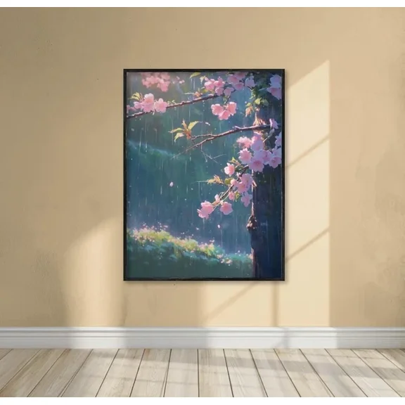 Cozy Decor Rains Drop Cozy Rainy Wall Art Home Decor Office Wall Art Living Room Decor, Paper Poster Only