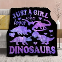 [Cozy Dinosaur Blanket] Soft Lightweight Cozy Dinosaur Plush Throw Blanket | Reversible Black Cloud Pattern & Purple Dinosaur Silhouettes