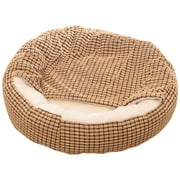 Cozy Donut Cuddler Pet Bed with Attached Blanket | Calming Cave Anti-Anxiety Dog Cat Bed