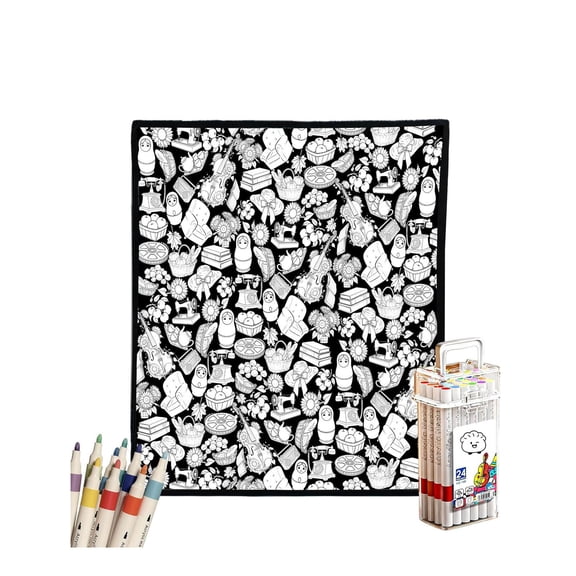 Cozy Doodle Blanket DIY Doodle Blanket For Adults Coloring BlanketWith Markers
