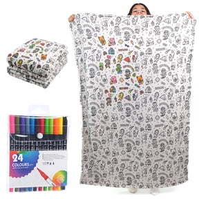 Cozy Doodle Blanket, Sherpa Fleece Throw, Colorable Pattern Design, Personalized Sketch Surface, Washable Oversized Cover, Customizable Fabric Artwork, Decorative Lounge Essential, 50 x 60 In