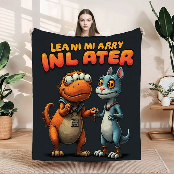 Cozy Durable Flannel Blanket - Soft Warm Design for Sofa Travel & Bed - Perfect for Snuggling with Fun Cartoon Characters