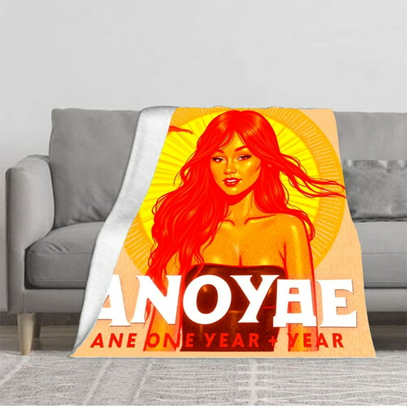 Cozy Durable Flannel Blanket - Soft Warm Throw for Sofa Travel & Bed - Stylish Retro Pop - Art Design with Vibrant Colors