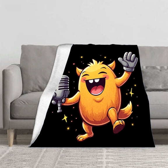 Cozy Durable Flannel Blanket - Soft Warm Throw for Sofa Travel & Bed - Vibrant Cartoon Character Design with Cheerful Colors