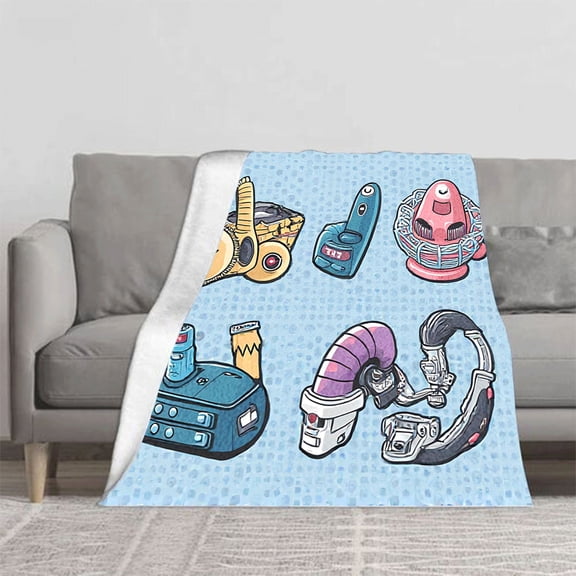 Cozy Durable Soft Flannel Blanket - Warm Whimsical Cartoon Robot Design for Sofa Travel Bed & Chair - Perfect for All Ages