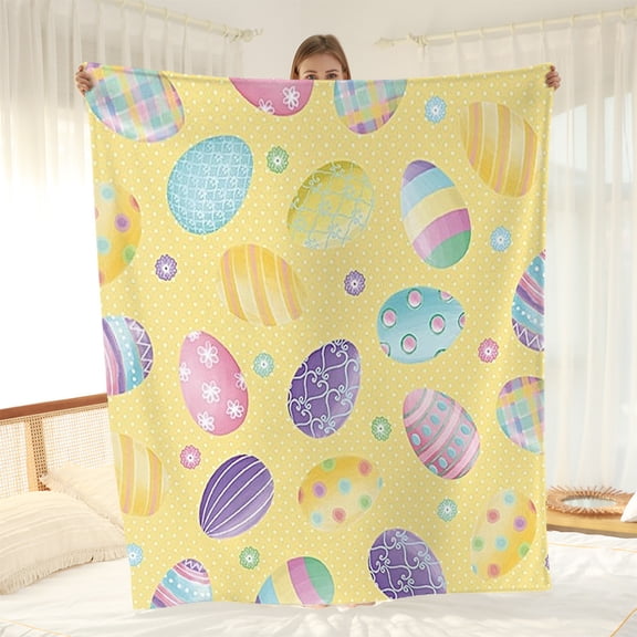 [Cozy Egg Flannel Blanket] Soft, Warm & Cozy 1pc Colorful Egg Flannel Throw Blanket - Versatile All-Season Gift for Couch, Bed, Office, and Travel