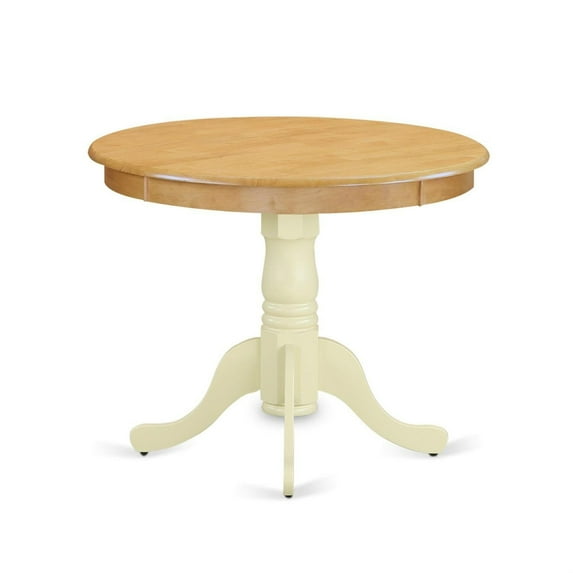 Cozy and Elegant Round Kitchen Dinette Table in Oak and Buttermilk - Perfect for Family Gatherings - Stylish and Comfortable - Linen White - Various Dining Room Styles