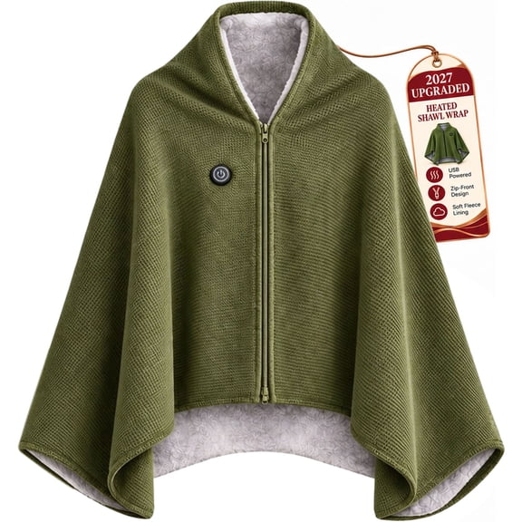 Cozy Ember Heated Shawl - Cozy Heated Wrap Zip Wearable Blanket Cordless Heat Cape for Women Men, Christmas Gifts