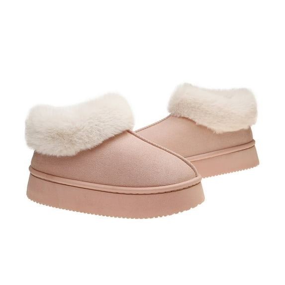 Women’s Winter House Slippers Fleece Lined Faux Fur Slip-On with Supportive Memory Foam Sole