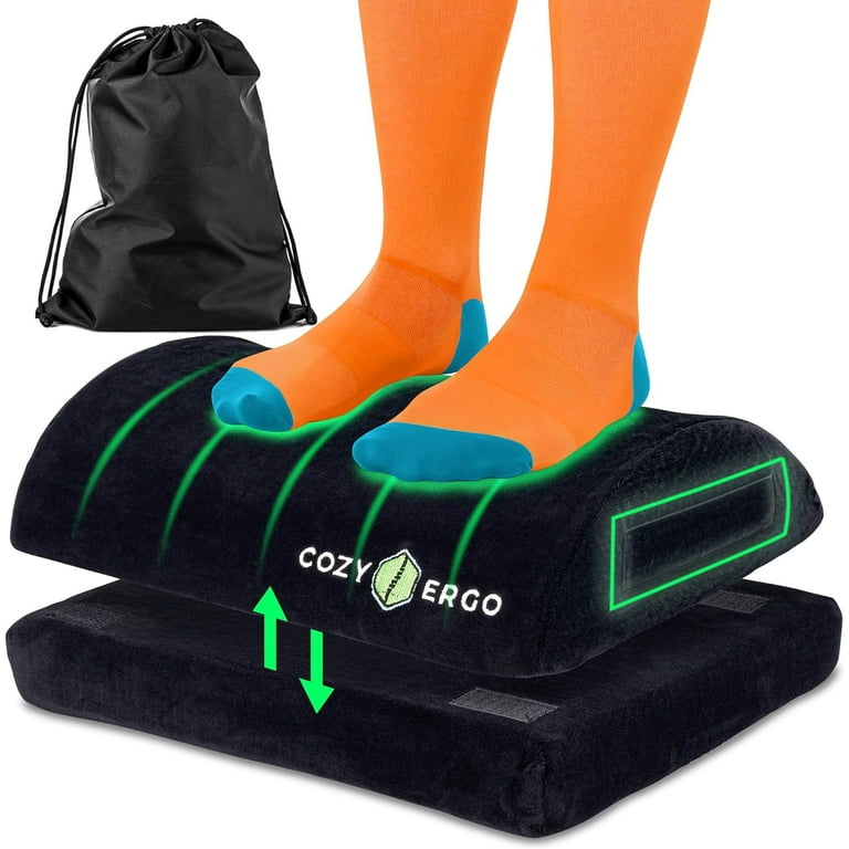 Cozy Ergo Adjustable Foot Rest – Ergonomic Under Desk Footrest with 2  Adjustable Height - Foam Foot Rest Under Desk for Leg Support and Knee Pain