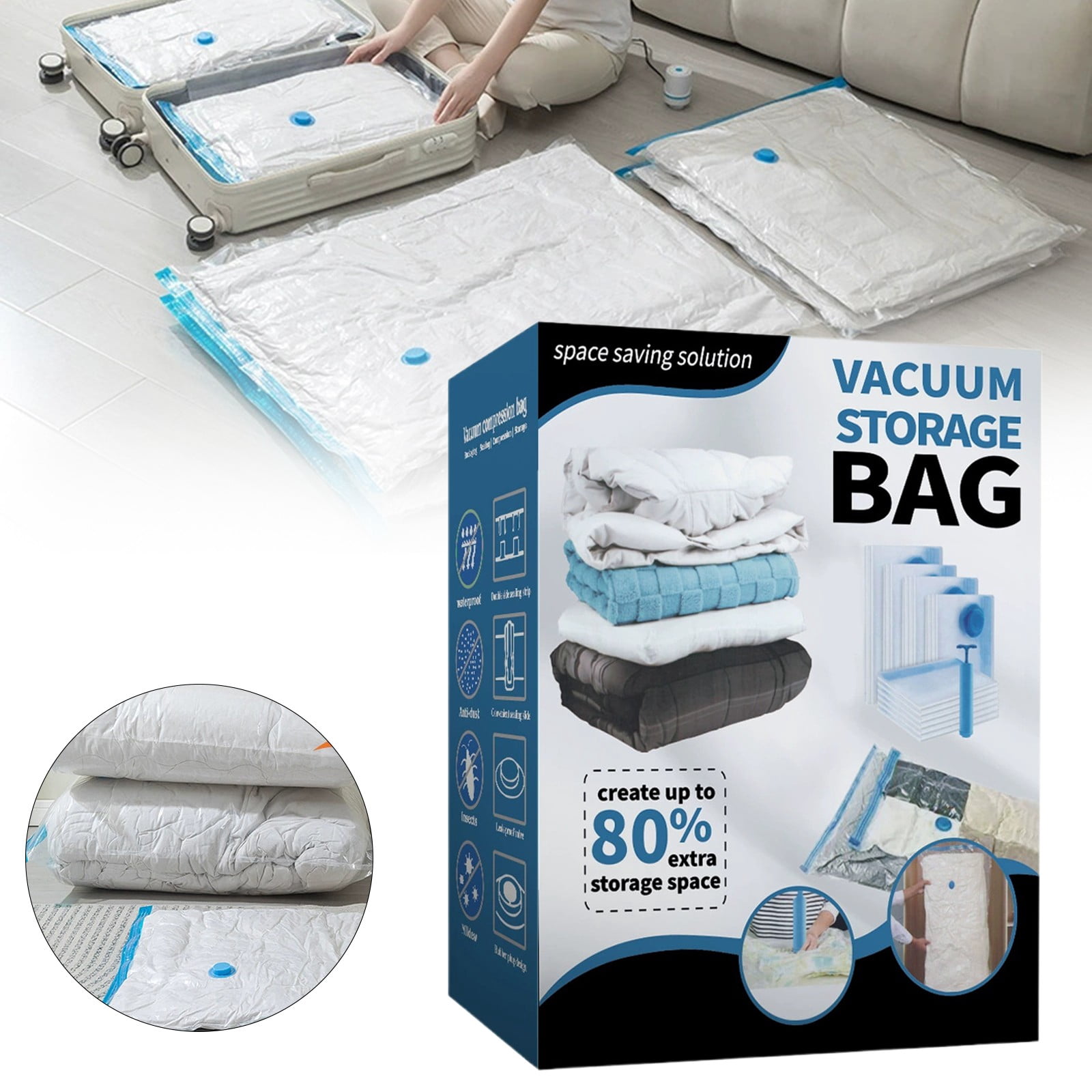 26-Pack Vacuum Storage Bags With Electric Pump – Space Saver Bags For Clothes, Bedding, Blankets – Up To 80% More Space