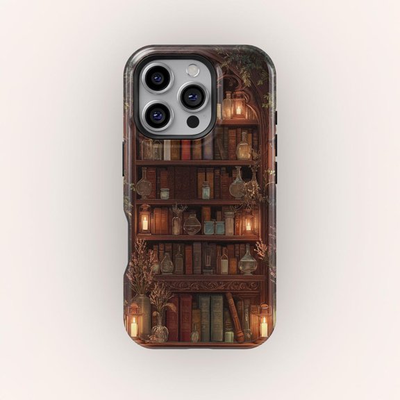 Cozy Fall Bookshelf Candlelight Reader Phone Case with iPhone 17 to 11 Pro Max