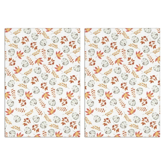 Cozy Fall Kitchen Towels 2-Pack - Pumpkin & Maple Leaves Absorbent Hand Towels for Farmhouse