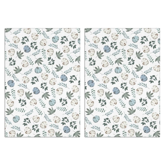 Cozy Fall Kitchen Towels 2-Pack - Pumpkin & Maple Leaves Absorbent Hand Towels for Farmhouse