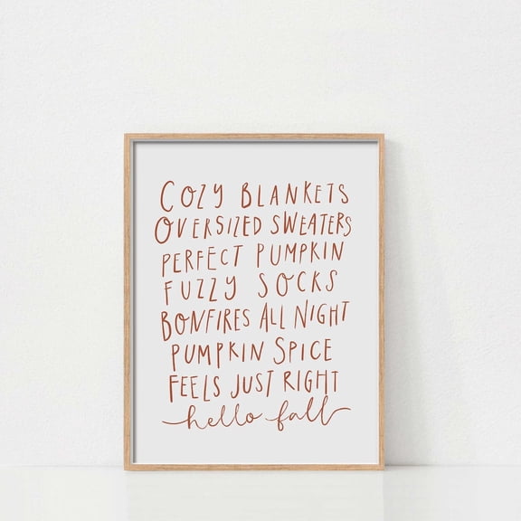 Cozy Fall Quote Wall Artseasonal Decor Art Autumn Sayings Vibes Poster, Unframed Poster Size 8x12