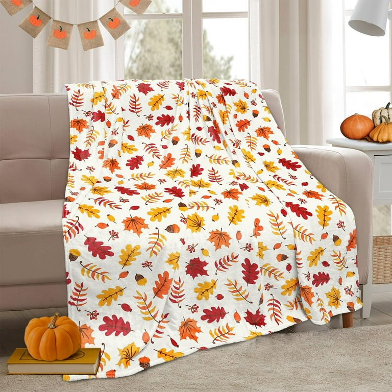 Cozy Fall Throw Blanket for Couch Autumn Leaves and Berries Blanket Fall Blankets and Throws 60 x 50