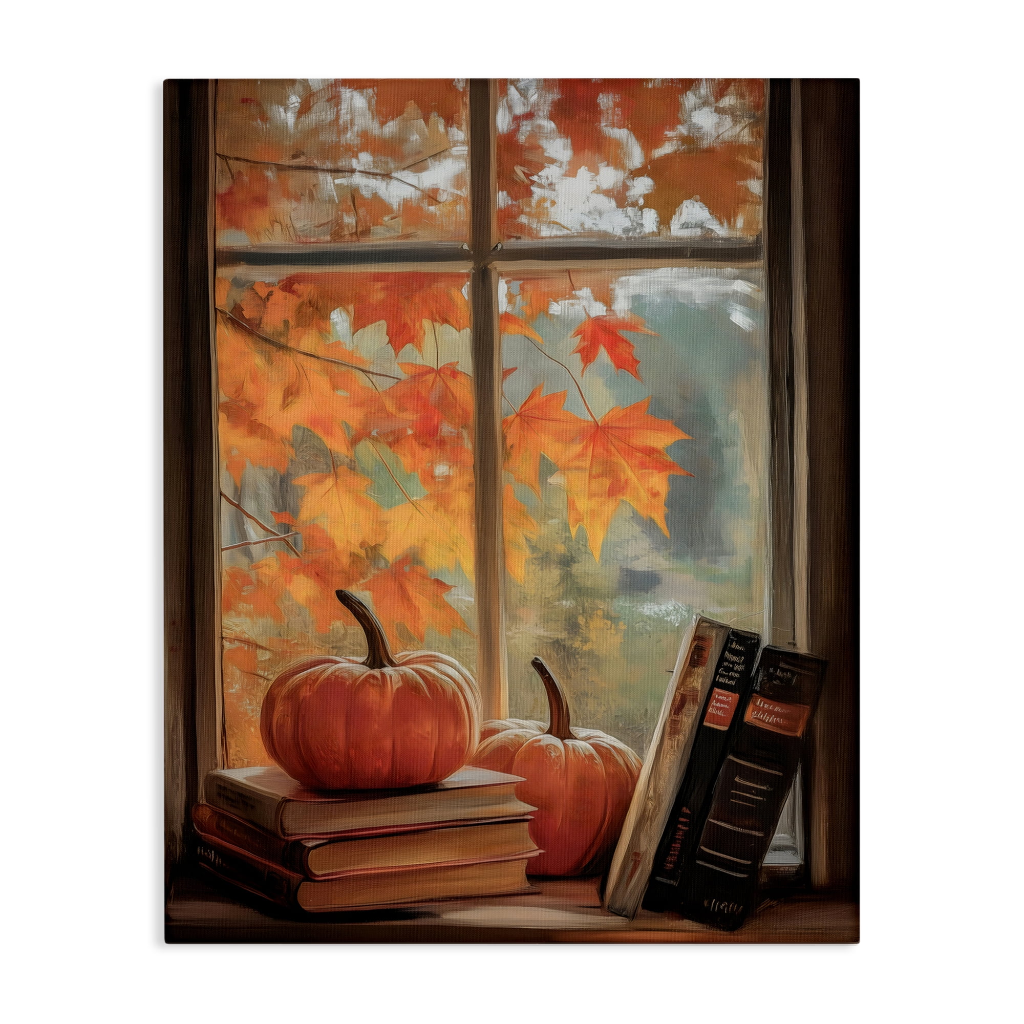 Cozy Fall Window Books Canvas Wall Art, design by Arlington Prints
