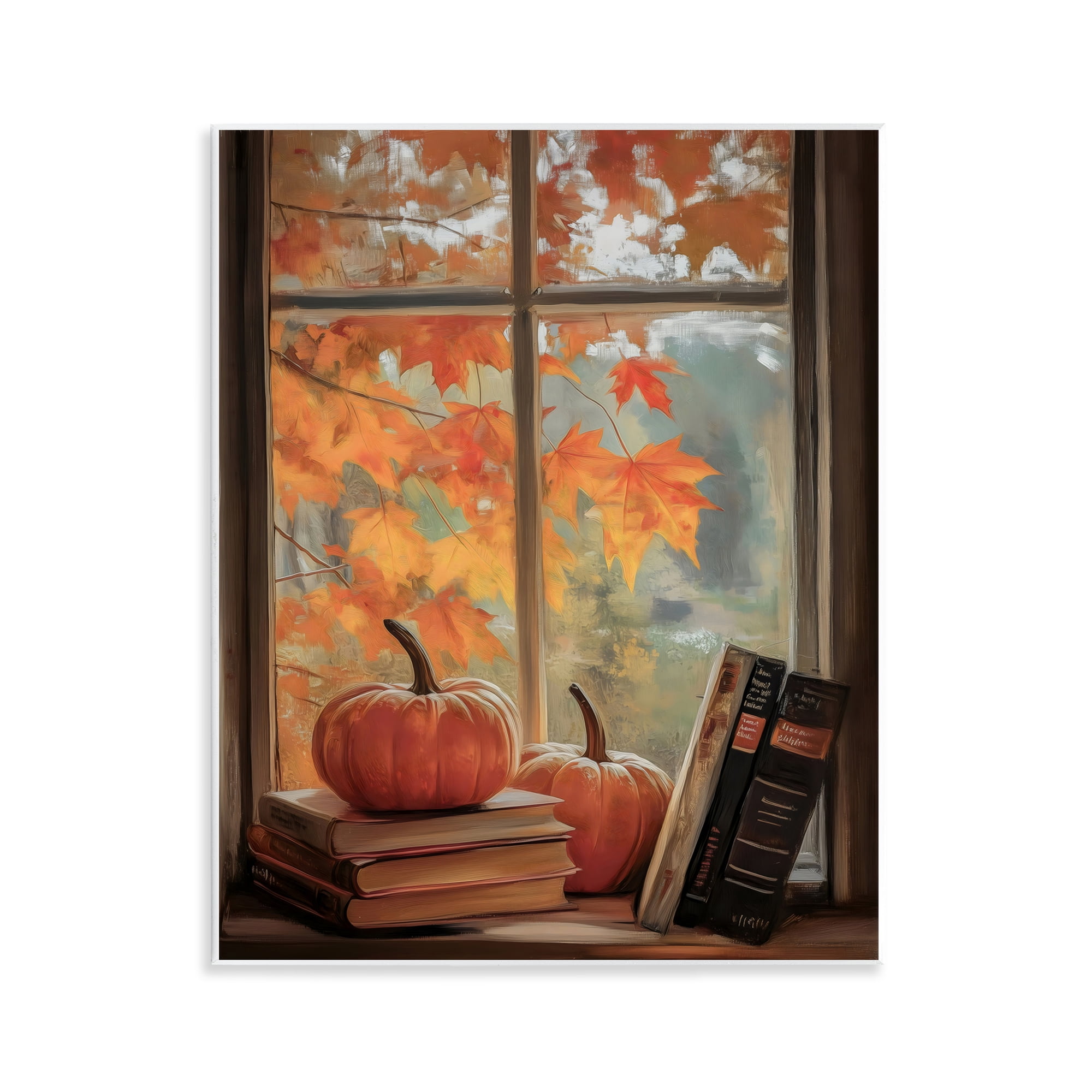 Cozy Fall Window Books Wall Plaque Art, design by Arlington Prints