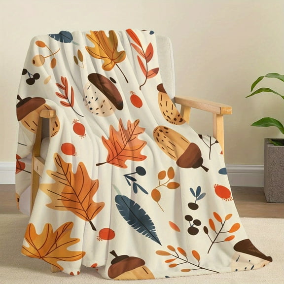 Cozy Fallen Leaves Flannel Throw Blanket - Soft, Lightweight & Warm for Bed, Sofa, Office, Camping & Travel - Versatile All-Season Gift