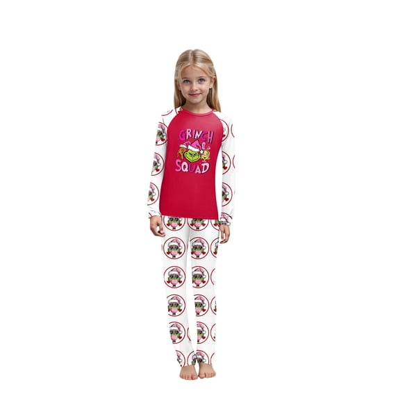 Peach Love Stripe Santa Printed Pajama Pant Set