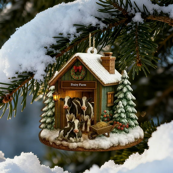 Cozy Farm Cottage Christmas Ornament Decorative Pendant For Holiday Display