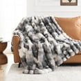 thumbnail image 1 of Cozy Faux Fur Throw Blanket for Couch-Warm Fuzzy Throw Blanket, Soft Plush Thick Bubble Blankets for Bedroom and Living Room, Furry Luxury Blanket, 50 x 60,Tie-Dye Grey, 1 of 7