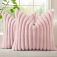 thumbnail image 1 of Cozy Faux Fur Throw Pillow Covers 12x20 Set of 2 Decorative Soft Plush Striped Lumbar Modern Farmhouse Boho Couch Pillow Cases with Velvet Back for Sofa Bed Living Room, Sage Green, 1 of 9