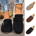 thumbnail image 1 of Cozy Faux Suede Clogs for Women, Comfortable Slip On Mule Loafers with Fleece Lining Womens Dressy Office Work Flats Shoes with Adjustable Buckle, 1 of 9