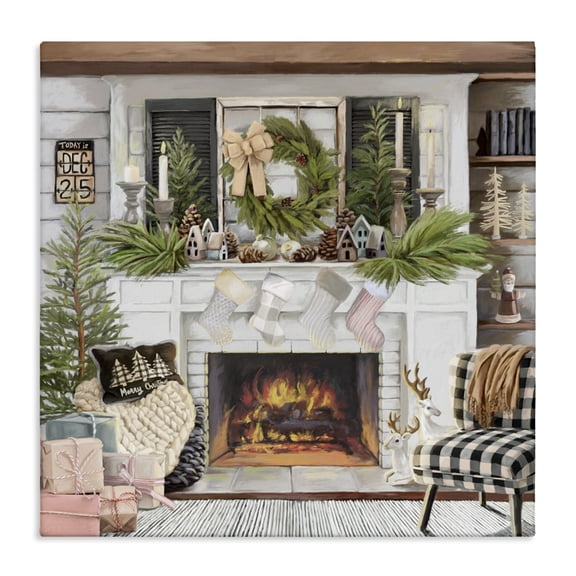 Stupell Industries Cozy Fireplace Holiday Canvas Wall Art, design by Nicky Boehme, 36 x 36
