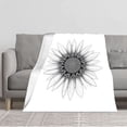 thumbnail image 1 of Cozy Flannel Blanket - Soft Warm Durable Design for Sofa Travel Bed & Chair - Elegant Black & White Sunflower Pattern, 1 of 5
