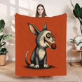 thumbnail image 1 of Cozy Flannel Blanket - Soft Warm Durable Perfect for Sofa Travel & Bed - Adorable Cartoon Dog Design with Playful Expression, 1 of 7