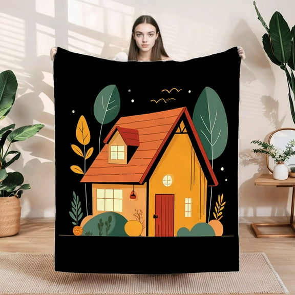 Cozy Flannel Blanket - Soft & Warm Perfect for Sofa Travel & Bed - Stylish Pattern Design for Ultimate Comfort