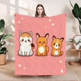 thumbnail image 1 of Cozy Flannel Blanket with Adorable Cartoon Animals on Pink Background - Perfect for Sofa Travel Bed and Chair, 1 of 7