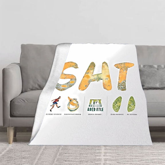 Cozy Flannel Blanket with Artistic ' ' Design Weathered Texture - Perfect for Sofa Travel Bed and Chair - Soft & Warm