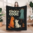 thumbnail image 1 of Cozy Flannel Blanket with Cartoon Animals: Orange Cat White Blue Perfect for Sofa Travel Bed & Chair, 1 of 7
