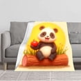 thumbnail image 1 of Cozy Flannel Blanket with Cheerful Panda Design - Soft Warm Perfect for Sofa Travel Bed and Chair - Whimsical Comfort, 1 of 5