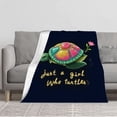 thumbnail image 1 of Cozy Flannel Blanket with Colorful Turtle Design - Soft Warm Perfect for Sofa Travel Bed and Chair - Whimsical & Playful, 1 of 5