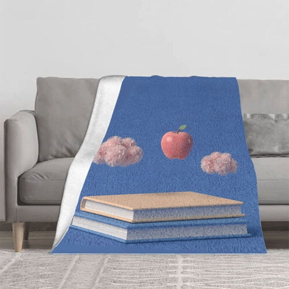 Cozy Flannel Blanket with Cotton Candy Clouds & Floating Design - Soft Warm Perfect for Sofa Travel Bed & Chair