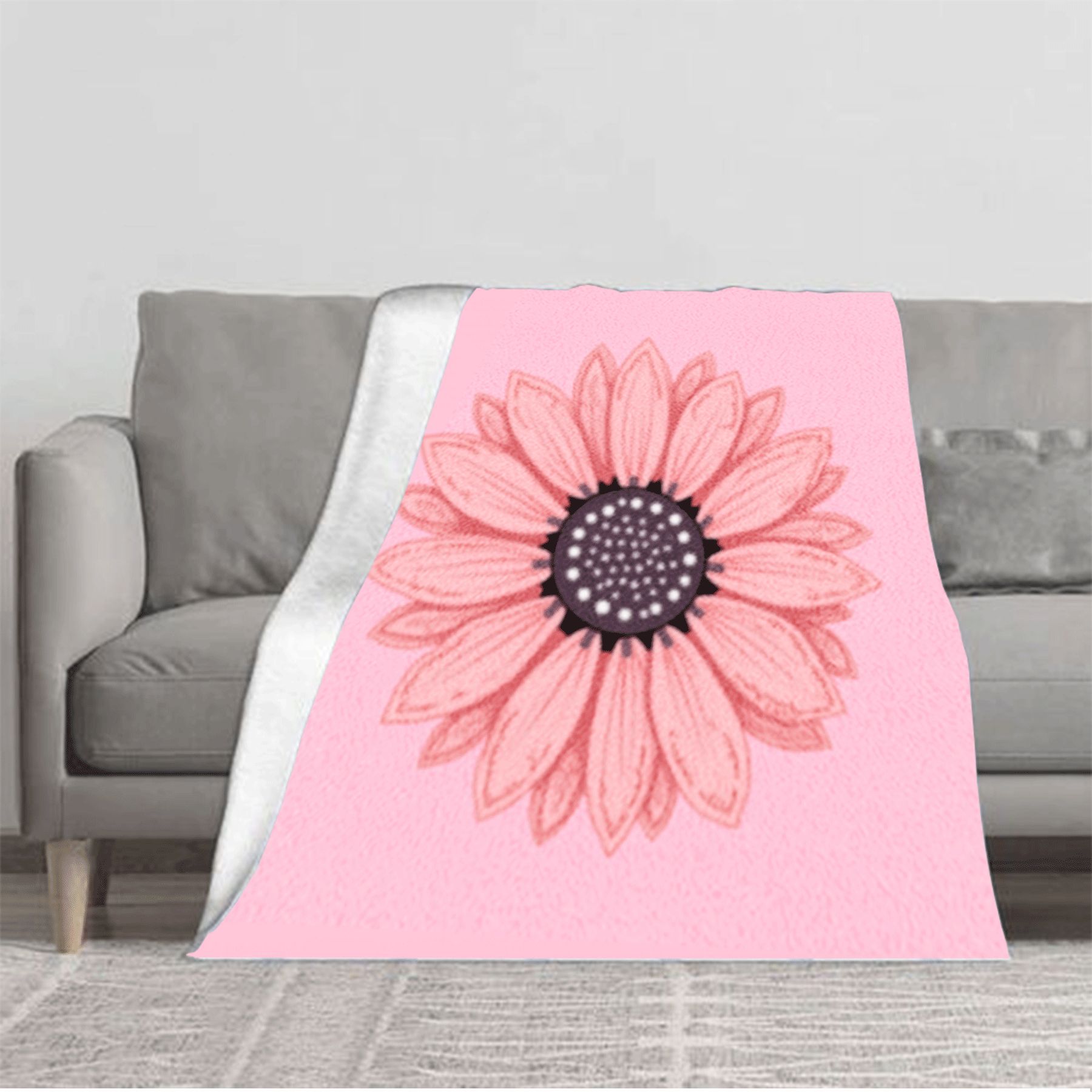 Cozy Flannel Blanket with Elegant Floral Design - Soft Warm and Durable ...