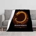 thumbnail image 1 of Cozy Flannel Blanket with Elegant Floral Motifs & Golden Dragon Design - Soft Warm Perfect for Sofa Travel Bed or Chair, 1 of 5
