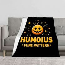 Cozy Flannel Blanket with Festive Pumpkin Pattern - Soft Warm Durable Throw for Sofa Travel Bed and Chair - Perfect for Halloween