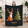 thumbnail image 1 of Cozy Flannel Blanket with Festive Reindeer & Christmas Tree Design - Soft Warm Perfect for Sofa Travel Bed & Chair, 1 of 7