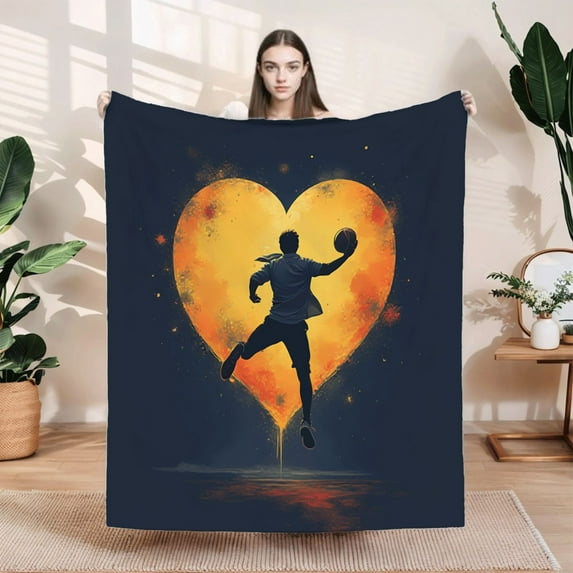 Cozy Flannel Blanket with Heart Design - Soft Warm and Durable for Sofa Travel Bed and Chair - Perfect for Love and Comfort